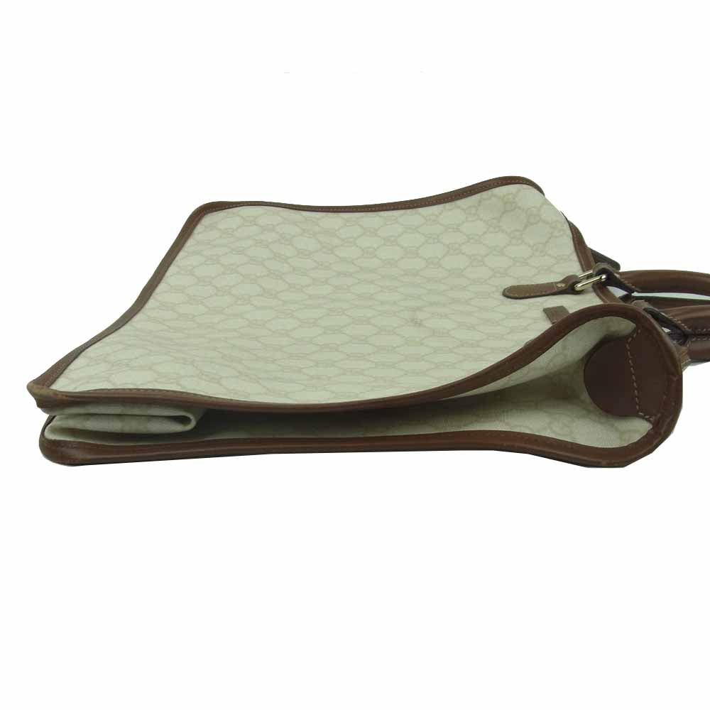 GUCCI グッチ 189899 GGプラス スプリーム PVC レザー ブリーフケース トート バッグ オフホワイト系 ブラウン系【中古】