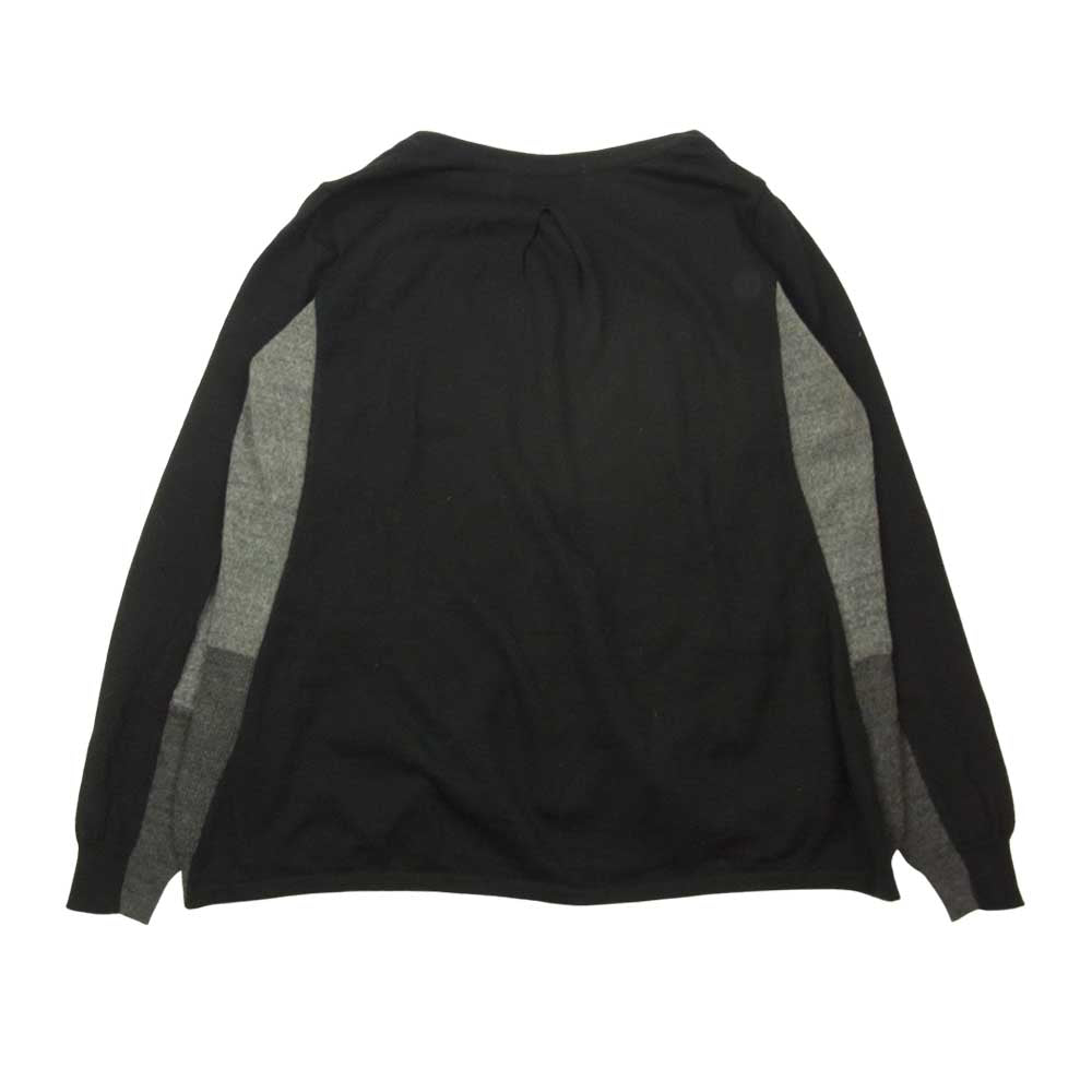イサトデザインワークス 異素材切替 ウール カーディガン ブラック系 グレー系 38【中古】