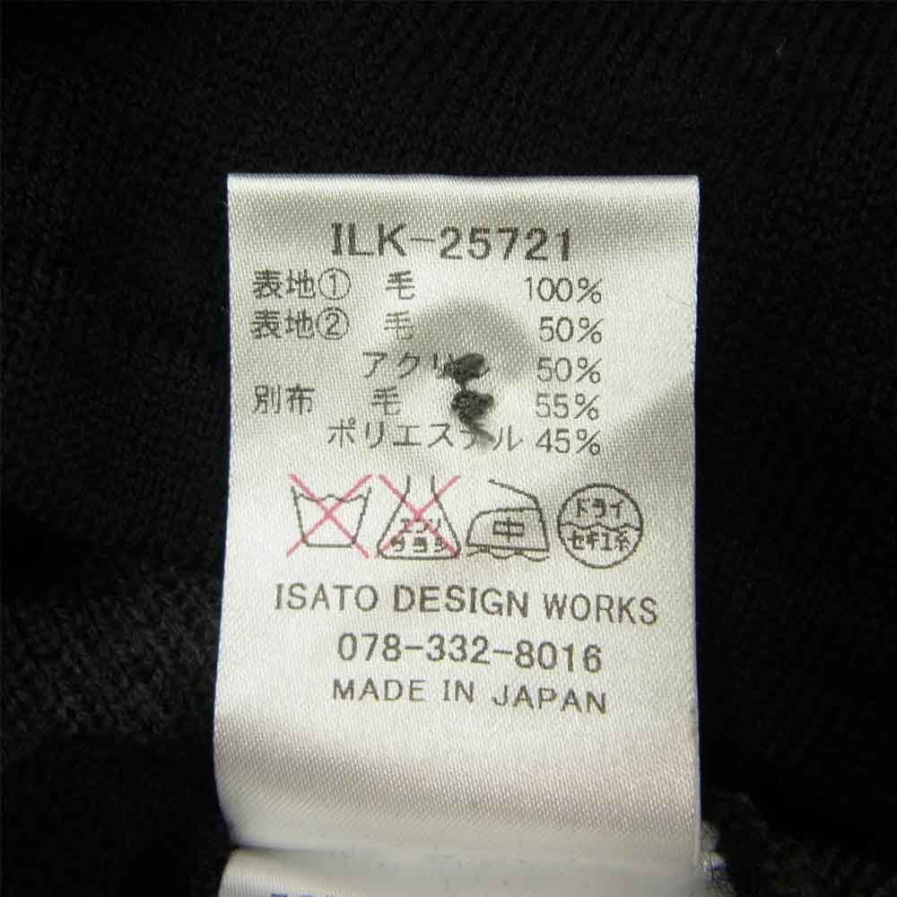 イサトデザインワークス 異素材切替 ウール カーディガン ブラック系 グレー系 38【中古】
