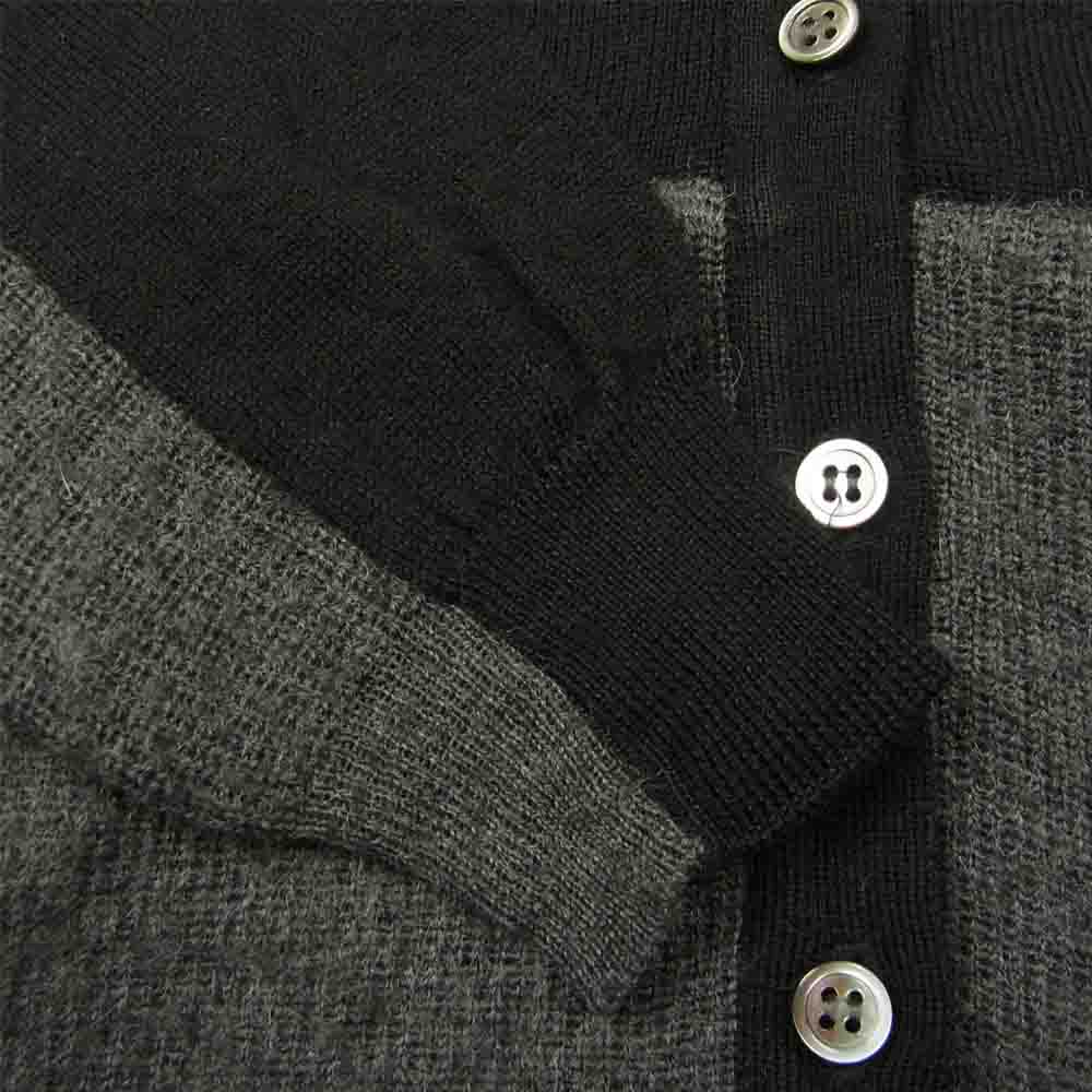 イサトデザインワークス 異素材切替 ウール カーディガン ブラック系 グレー系 38【中古】