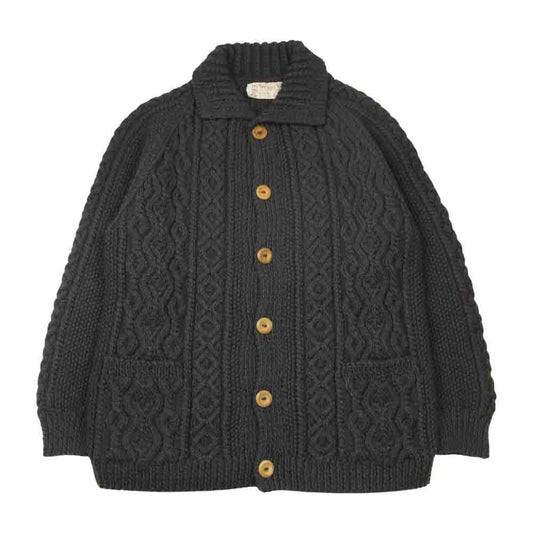 INVERALLAN インバーアラン 茶タグ 3a Lumber Cardigan ランバー カーディガン ハンドニット アラン 襟付き カーディガン ネイビー系【中古】