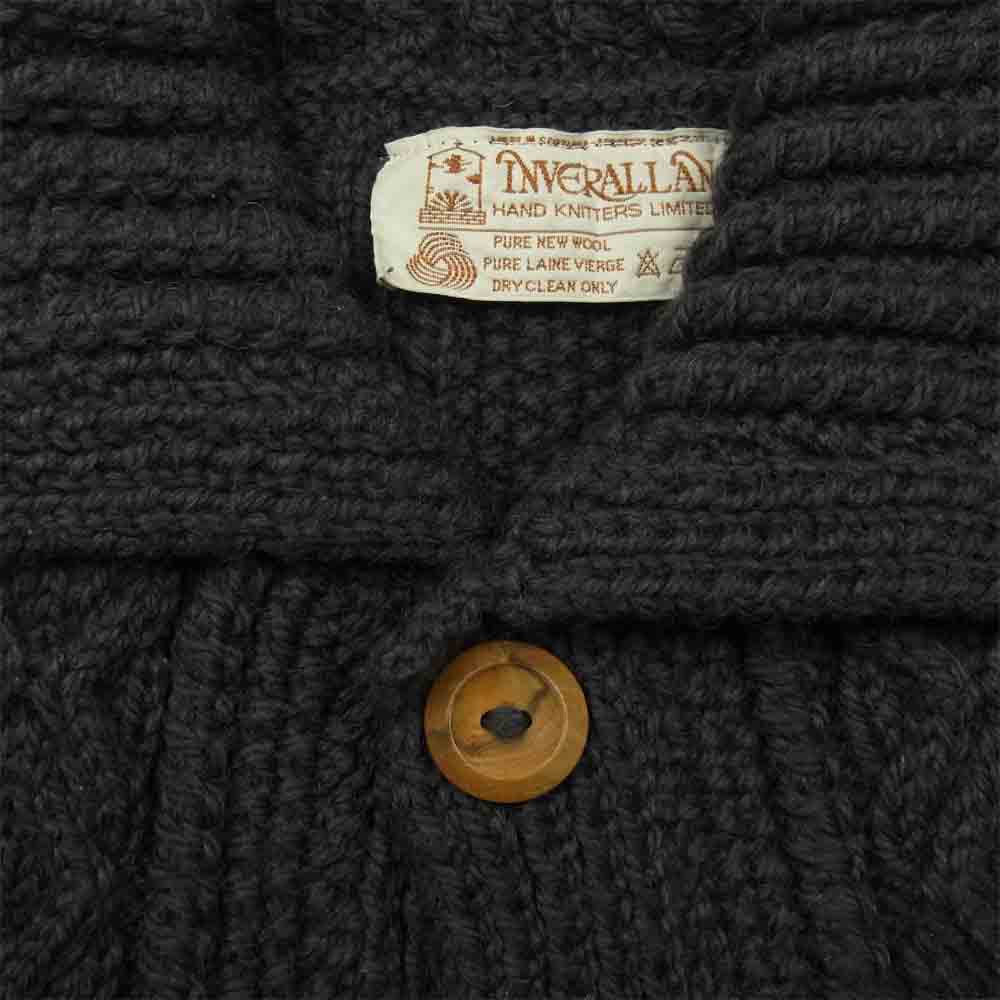 INVERALLAN インバーアラン 茶タグ 3a Lumber Cardigan ランバー カーディガン ハンドニット アラン 襟付き カーディガン ネイビー系【中古】