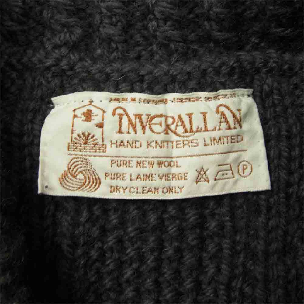 INVERALLAN インバーアラン 茶タグ 3a Lumber Cardigan ランバー カーディガン ハンドニット アラン 襟付き カーディガン ネイビー系【中古】