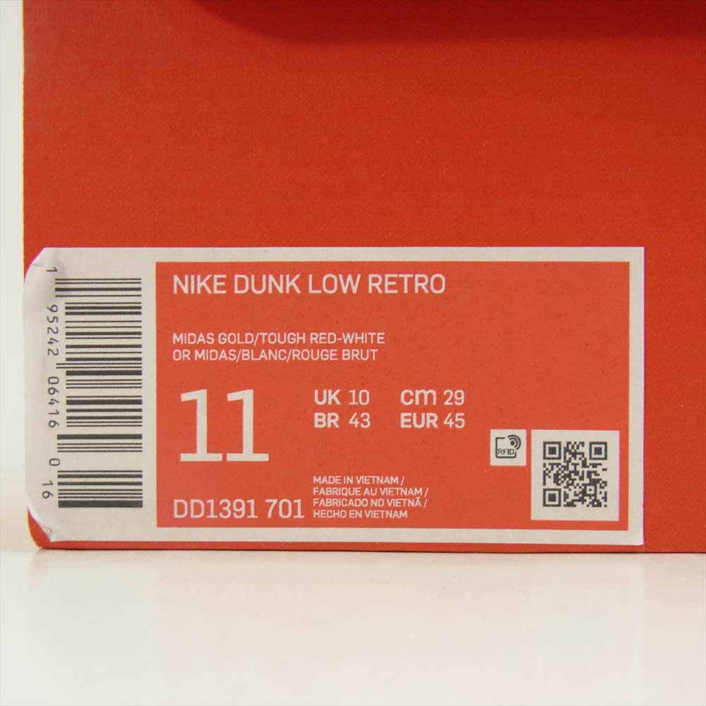 NIKE ナイキ DD1391-701 DUNK LOW RETRO Championship Gold ダンク ロー レトロ チャンピオンシップ ゴールド スニーカー レッド系 29cm【美品】【中古】