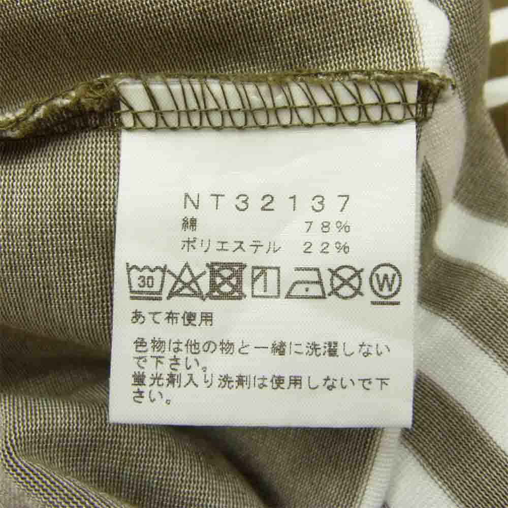 THE NORTH FACE ノースフェイス NT32137 S/S PANEL BORDER TEE ボーダー Tシャツ カーキ系 M【中古】