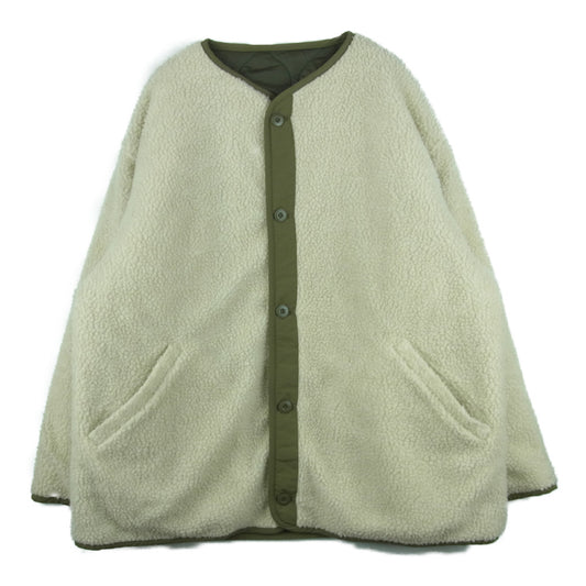 BEAMS ビームス HEART キルト ボア リバーシブル ビッグ ジャケット コート ベージュ系 カーキ系 L【中古】