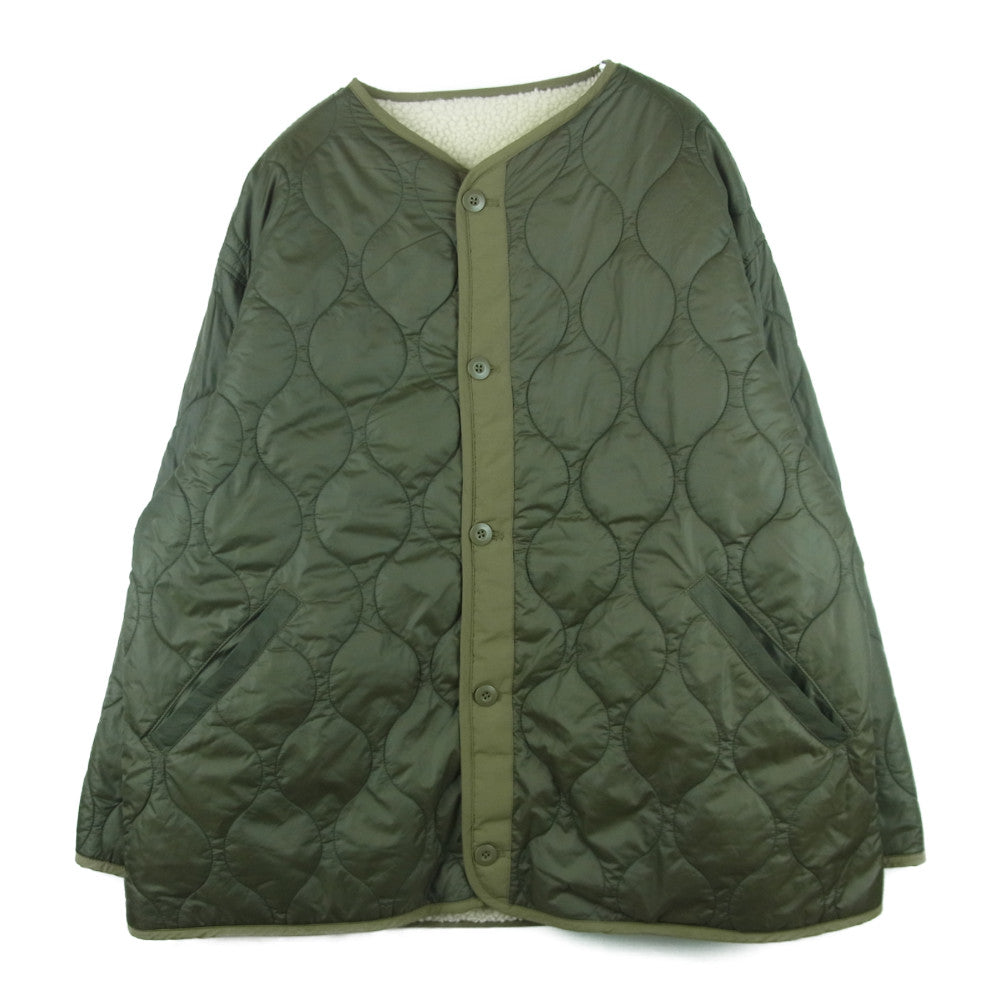 BEAMS ビームス HEART キルト ボア リバーシブル ビッグ ジャケット コート ベージュ系 カーキ系 L【中古】