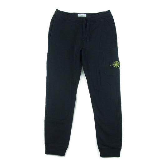 STONE ISLAND ストーンアイランド 国内正規品 19AW 711560320 ロゴパッチ ワッペン 裏起毛 シャーリング テーパード スウェット パンツ ブラック系 M【中古】