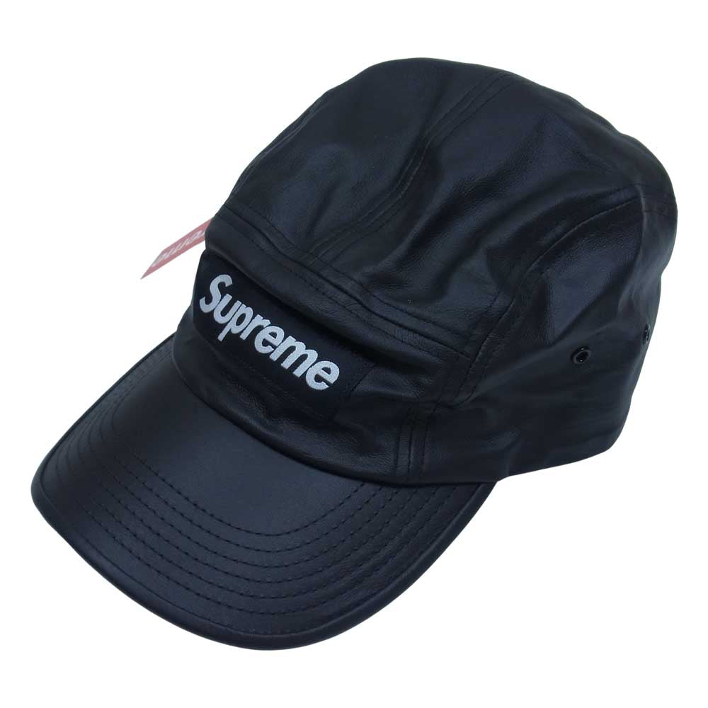 Supreme シュプリーム 21SS Leather Camp Cap ボックスロゴ レザー キャンプ キャップ ブラック系 FREE【極上美品】【中古】