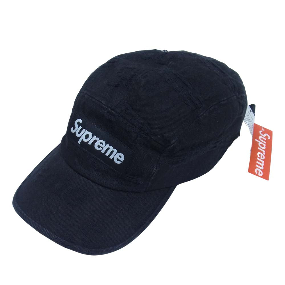 Supreme シュプリーム 21SS Frayed Logos Denim Camp Cap フレイ ロゴ デニム キャンプキャップ ブラック系 FREE【美品】【中古】