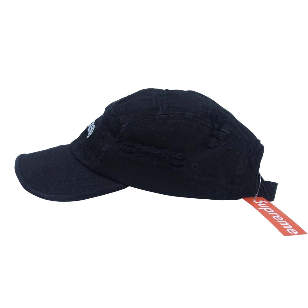 Supreme シュプリーム 21SS Frayed Logos Denim Camp Cap フレイ ロゴ デニム キャンプキャップ ブラック系 FREE【美品】【中古】