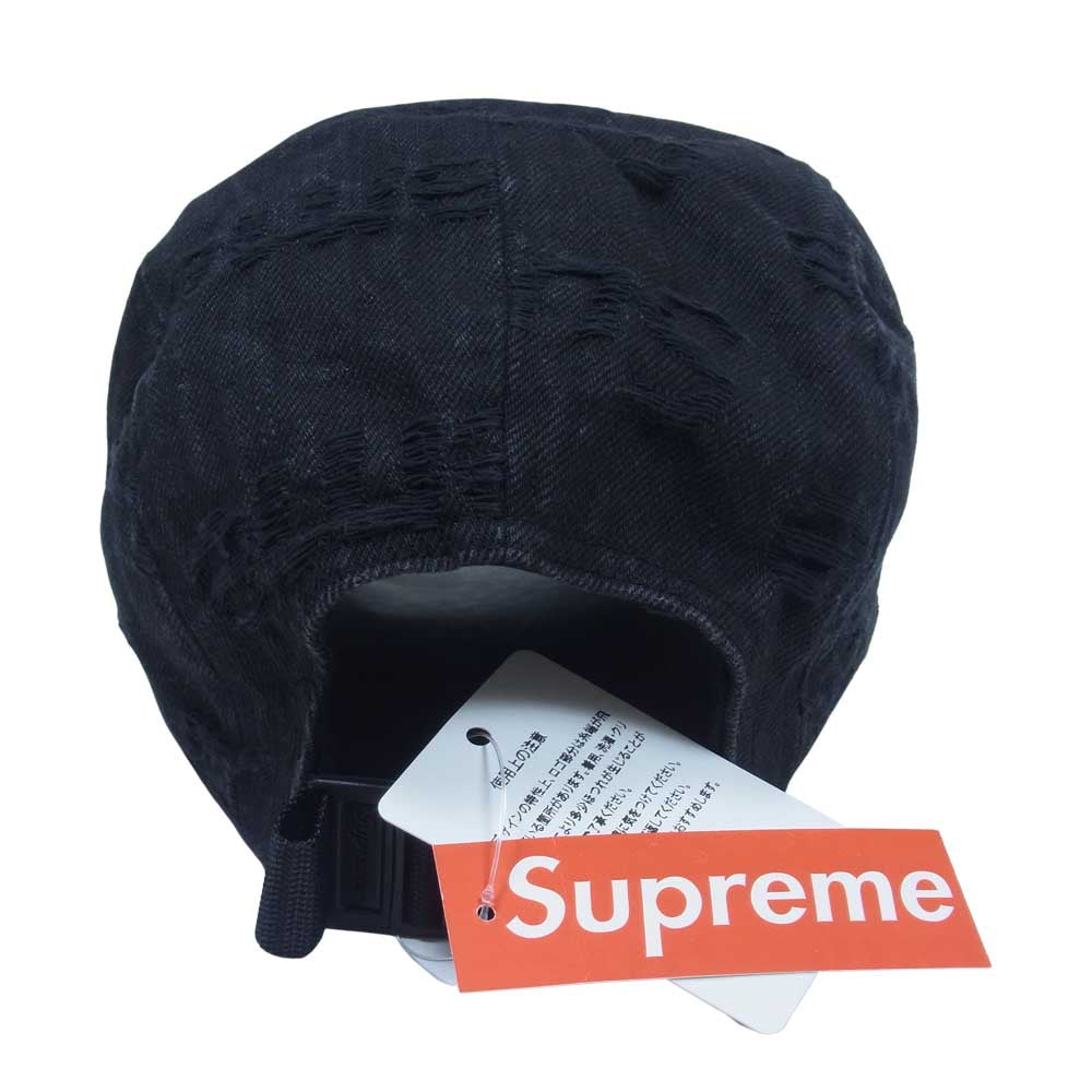 Supreme シュプリーム 21SS Frayed Logos Denim Camp Cap フレイ ロゴ デニム キャンプキャップ ブラック系 FREE【美品】【中古】