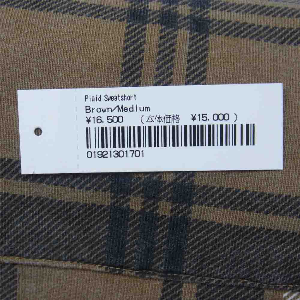 Supreme シュプリーム 21SS Plaid Sweatshort プレイド チェック クラシックロゴ スウェット ショーツ ブラウン系 M【美品】【中古】