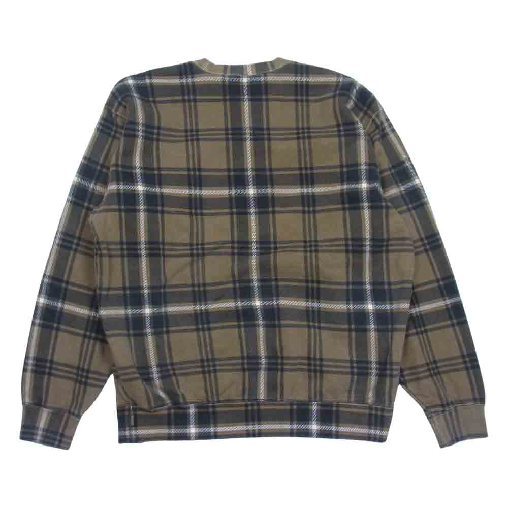 Supreme シュプリーム 21SS Plaid Crewneck プレイド チェック クラシックロゴ クルーネック スウェット ブラウン系 M【美品】【中古】