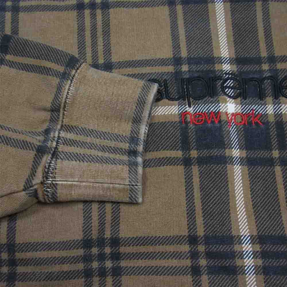 Supreme シュプリーム 21SS Plaid Crewneck プレイド チェック クラシックロゴ クルーネック スウェット ブラウン系 M【美品】【中古】