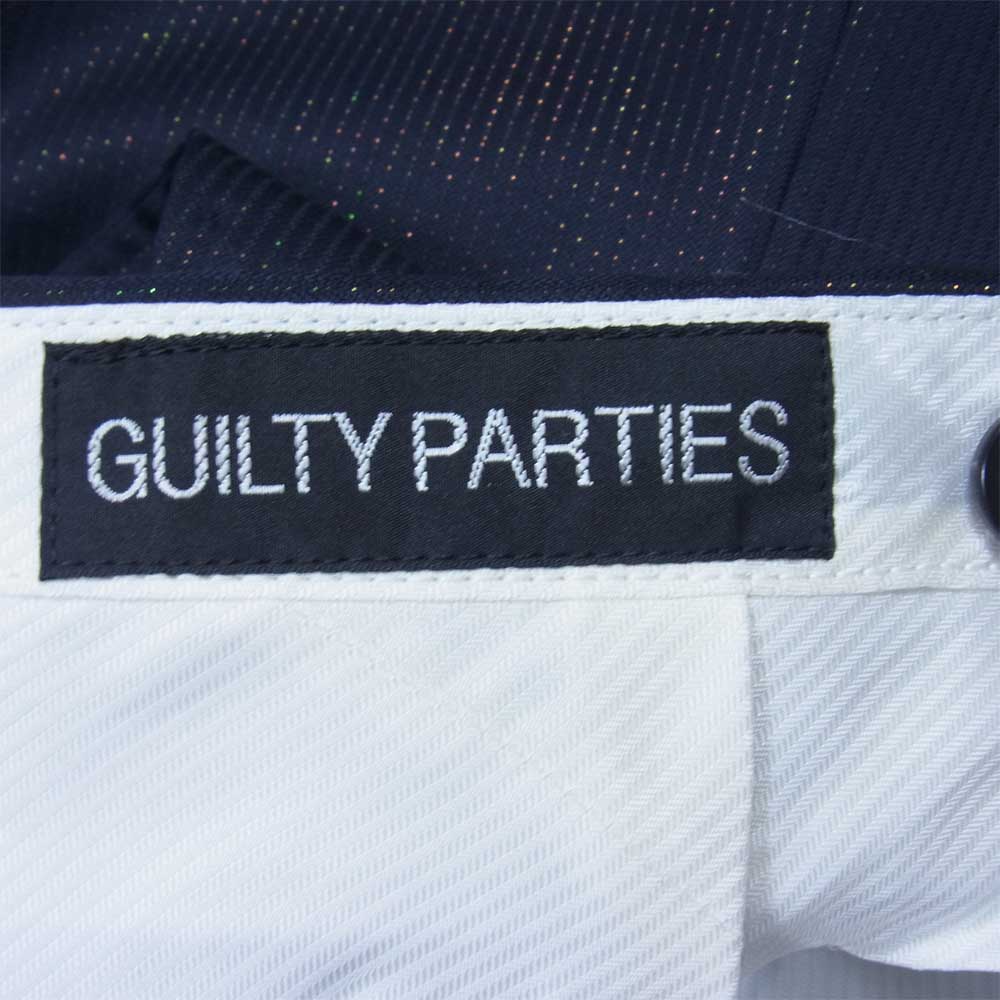 WACKO MARIA ワコマリア PLEATED TROUSERS DORMEUIL ラメ ストライプ タック トラウザーズ パンツ ブラック系 L【美品】【中古】