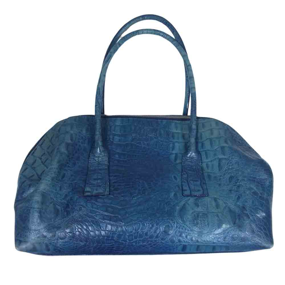 Furla フルラ 型押し レザー ボストン バッグ ボストンバッグ ブルー系【中古】