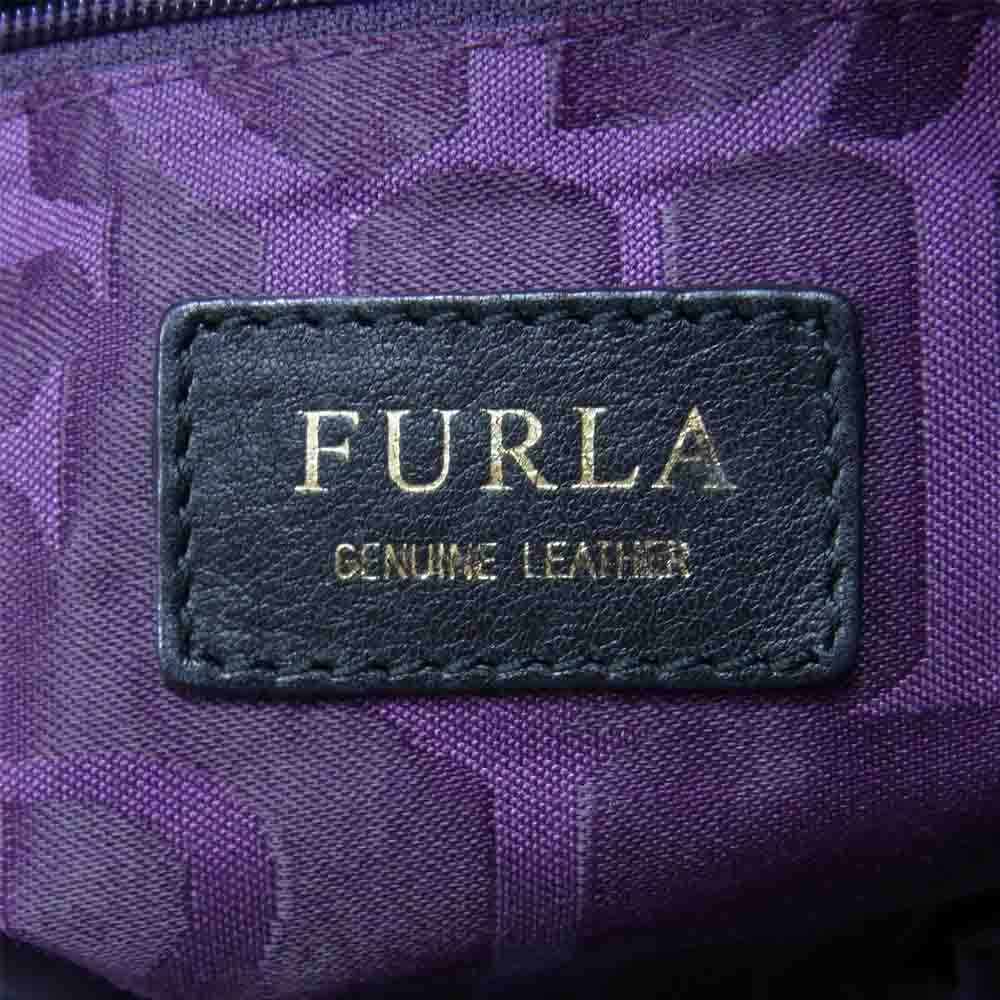 Furla フルラ 型押し レザー ボストン バッグ ボストンバッグ ブルー系【中古】