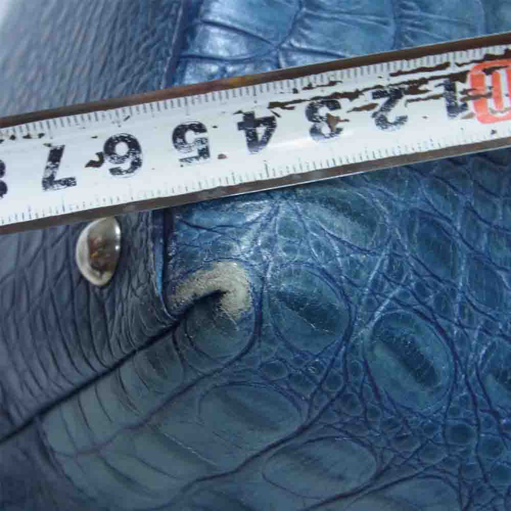 Furla フルラ 型押し レザー ボストン バッグ ボストンバッグ ブルー系【中古】