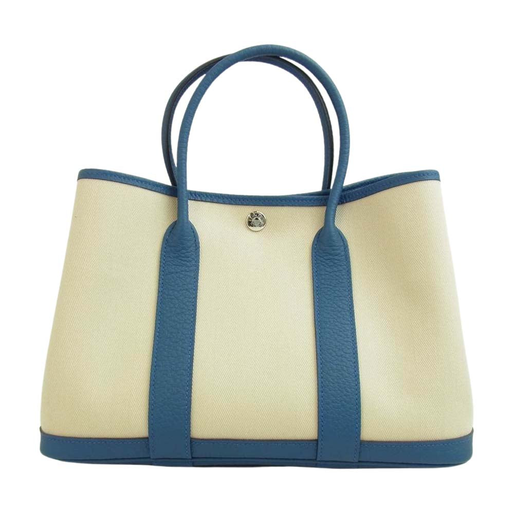 HERMES エルメス ガーデンパーティ TPM D刻印 ベージュ系 藍色系【美品】【中古】