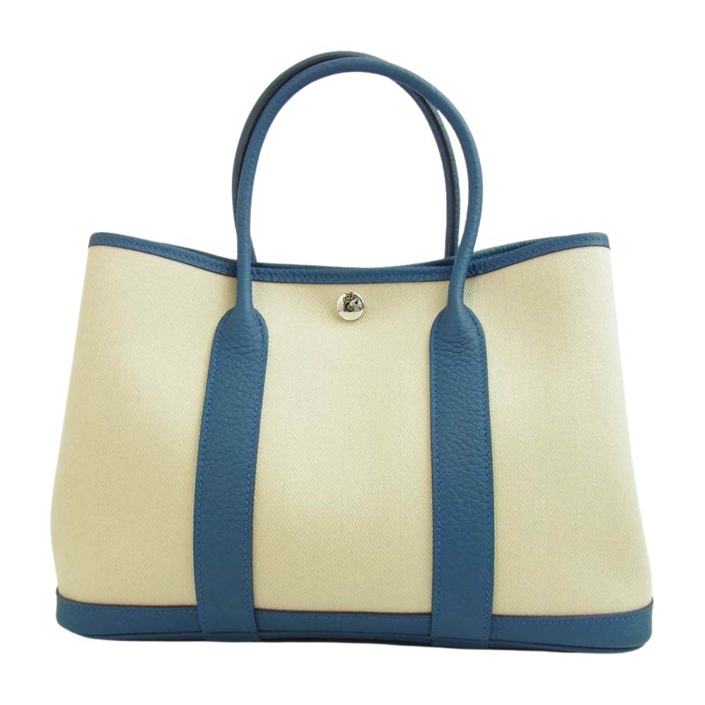 HERMES エルメス ガーデンパーティ TPM D刻印 ベージュ系 藍色系【美品】【中古】
