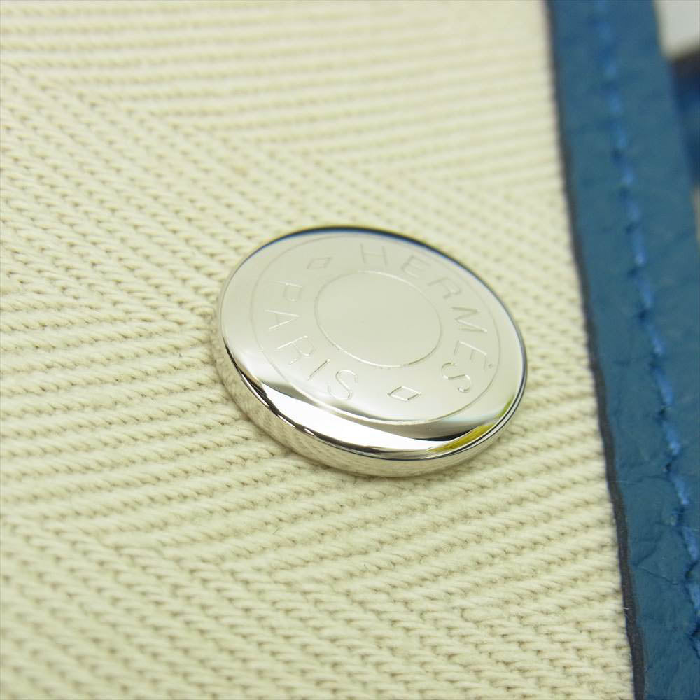 HERMES エルメス ガーデンパーティ TPM D刻印 ベージュ系 藍色系【美品】【中古】