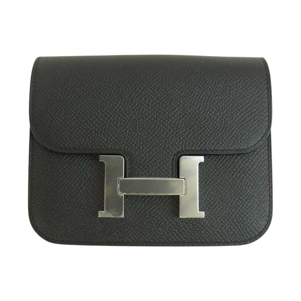 HERMES エルメス コンスタンス スリム Z刻印 ヴォーエプソン レザー ブラック シルバー金具 ウォレット ブラック系【極上美品】【中古】