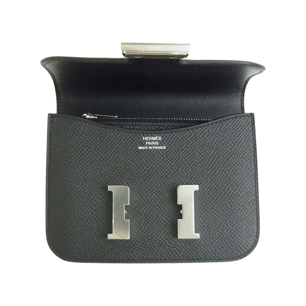 HERMES エルメス コンスタンス スリム Z刻印 ヴォーエプソン レザー ブラック シルバー金具 ウォレット ブラック系【極上美品】【中古】