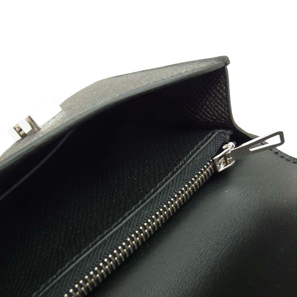 HERMES エルメス コンスタンス スリム Z刻印 ヴォーエプソン レザー ブラック シルバー金具 ウォレット ブラック系【極上美品】【中古】