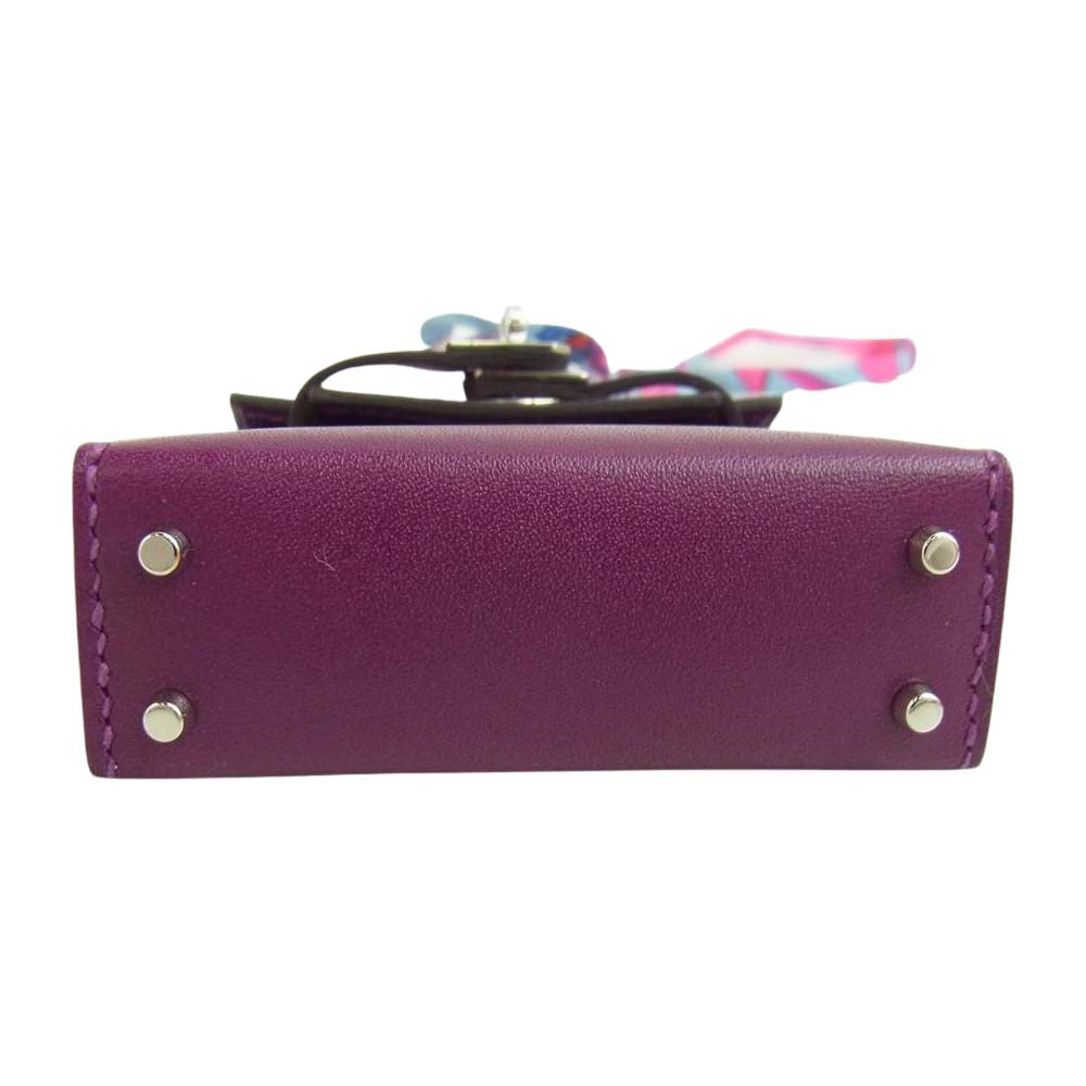 HERMES エルメス ミニミニ ケリー ツイリー U刻印 タデラクト アネモネ シルバー金具 バッグチャーム  パープル系【極上美品】【中古】