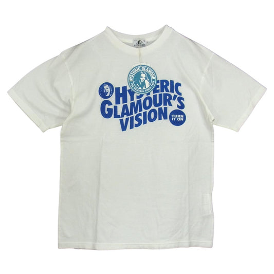 HYSTERIC GLAMOUR ヒステリックグラマー 02212CT14300 HG VISION TURN IT ON クルーネック プリント 半袖 Tシャツ ホワイト系 M【新古品】【未使用】【中古】