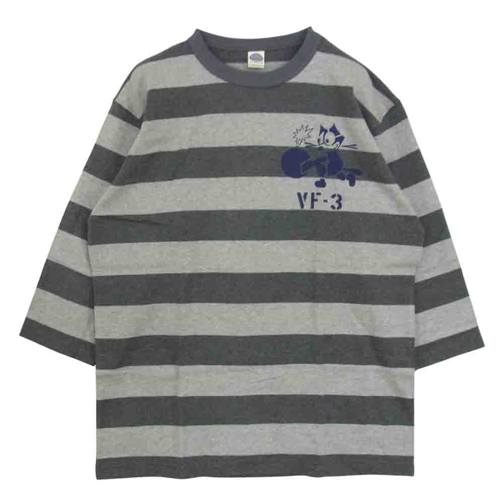 TOY'S McCOY トイズマッコイ FELIX THE CAT U.S.NAVY VF-3 BORDER フィリックス ボーダー Tシャツ グレー系 XL【美品】【中古】