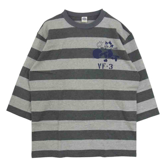 TOY'S McCOY トイズマッコイ FELIX THE CAT U.S.NAVY VF-3 BORDER フィリックス ボーダー Tシャツ グレー系 XL【美品】【中古】