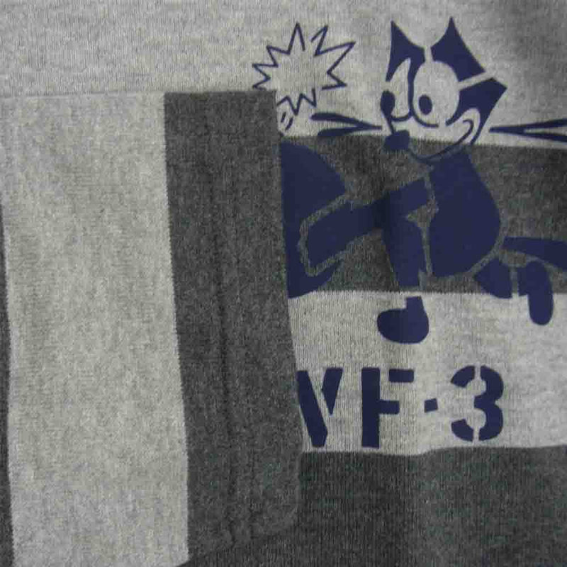 TOY'S McCOY トイズマッコイ FELIX THE CAT U.S.NAVY VF-3 BORDER フィリックス ボーダー Tシャツ グレー系 XL【美品】【中古】