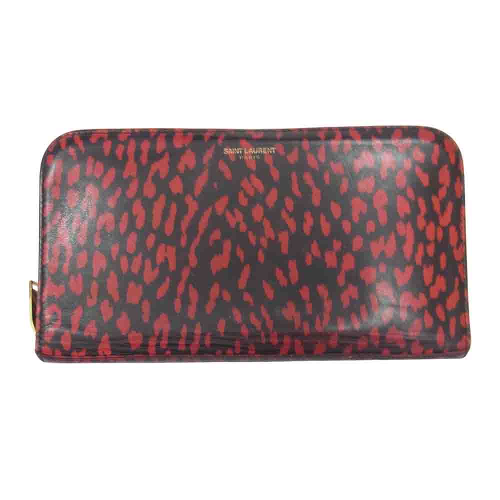 SAINT LAURENT サンローラン 328558 ベイビーキャット ラウンドファスナー ウォレット 長財布  レッド系【中古】