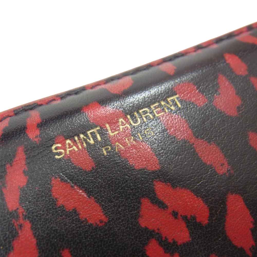 SAINT LAURENT サンローラン 328558 ベイビーキャット ラウンドファスナー ウォレット 長財布  レッド系【中古】