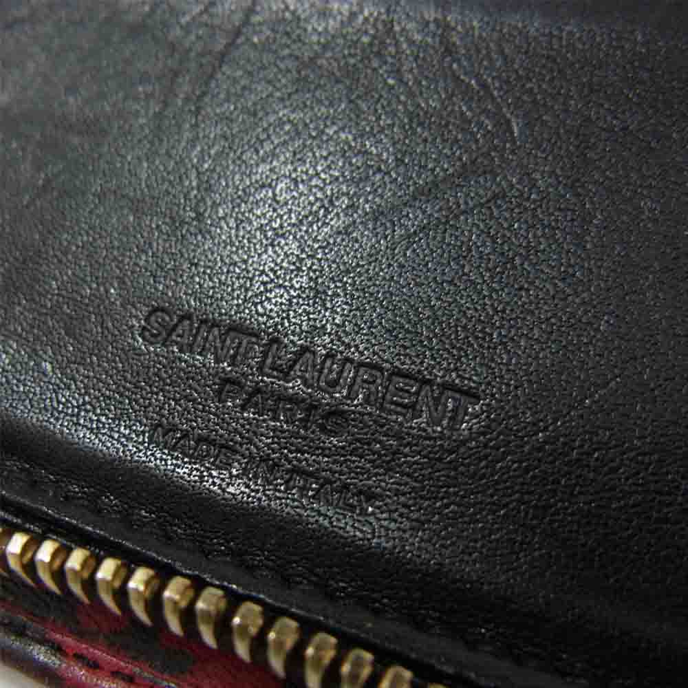 SAINT LAURENT サンローラン 328558 ベイビーキャット ラウンドファスナー ウォレット 長財布  レッド系【中古】