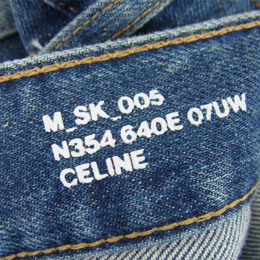 CELINE セリーヌ M_SK_005 N354 640E 07UW ジャパンタグ ヴィンテージ加工 スリムテーパード ストレッチ デニムパンツ インディゴブルー系 34【中古】