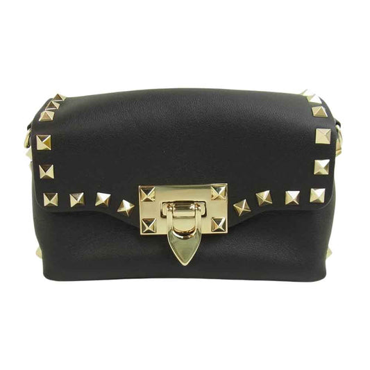 VALENTINO ヴァレンティノ RW2B0C68BOL Garavani Mini Rockstud Crossbody Bag ガラヴァーニ ミニ ロックスタッズ クロスボディ バッグ ブラック系【極上美品】【中古】