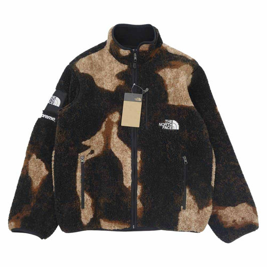 Supreme シュプリーム 21AW The North Face Bleached Denim Print Fleece Jacket ブリーチ デニム プリント フリース ジャケット ブラウン系 M【美品】【中古】