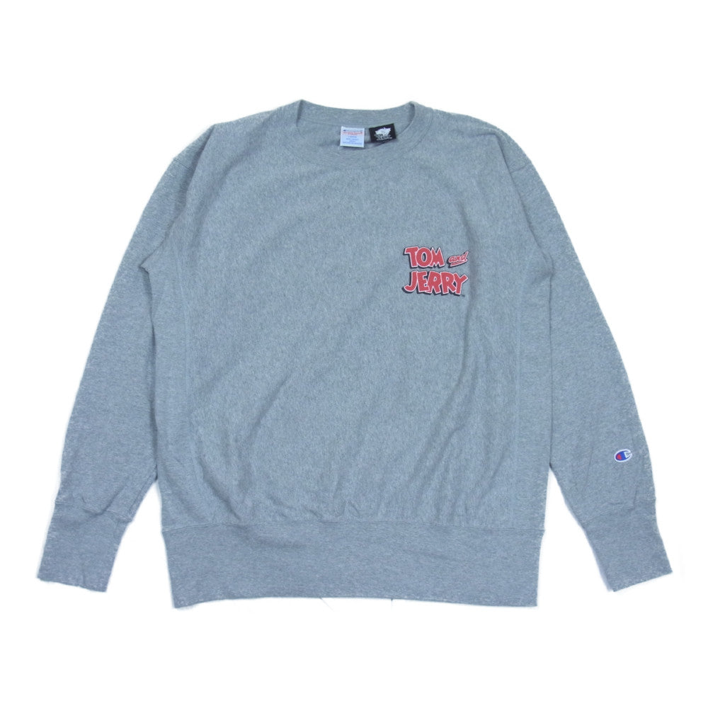 Champion チャンピオン × BEAMS ビームス TOM ＆ JERRY トムアンドジェリー REVERSE WEAVE リバースウィーブ 長袖 Tシャツ グレー系 L【美品】【中古】