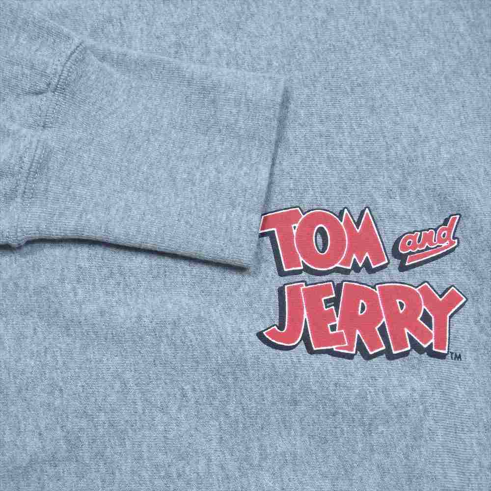 Champion チャンピオン × BEAMS ビームス TOM ＆ JERRY トムアンドジェリー REVERSE WEAVE リバースウィーブ 長袖 Tシャツ グレー系 L【美品】【中古】