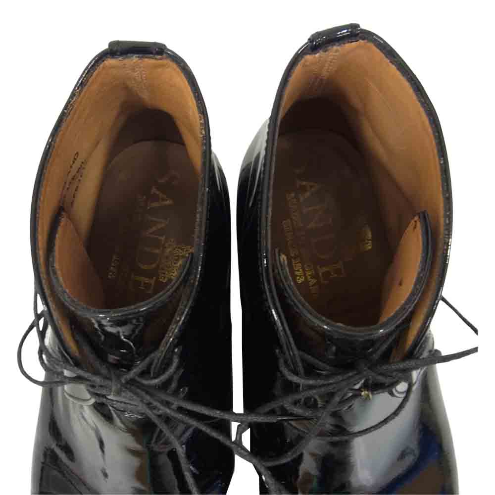 SANDERS サンダース George Leather Lace-Up Boots 5634BWL エナメル パテント ジョージ レザーソール チャッカブーツ ブラック系 UK8【中古】