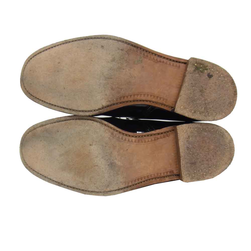 SANDERS サンダース George Leather Lace-Up Boots 5634BWL エナメル パテント ジョージ レザーソール チャッカブーツ ブラック系 UK8【中古】