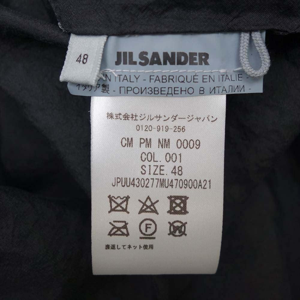 ジルサンダー プラス 22SS JPUU430277 MU470900A21 国内正規品 SPORT COAT 03 PD GD シルク混 ナイロン ロング コーチジャケット ブラック系 48【美品】【中古】