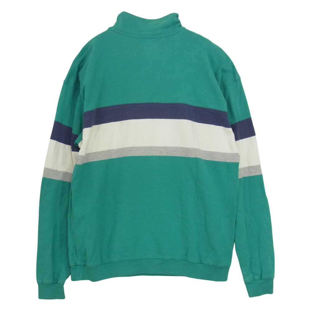 L.L.Bean エルエルビーン ハーフスナップ ボーダー 長袖 Tシャツ グリーン系 M【中古】