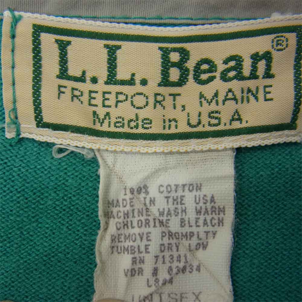 L.L.Bean エルエルビーン ハーフスナップ ボーダー 長袖 Tシャツ グリーン系 M【中古】