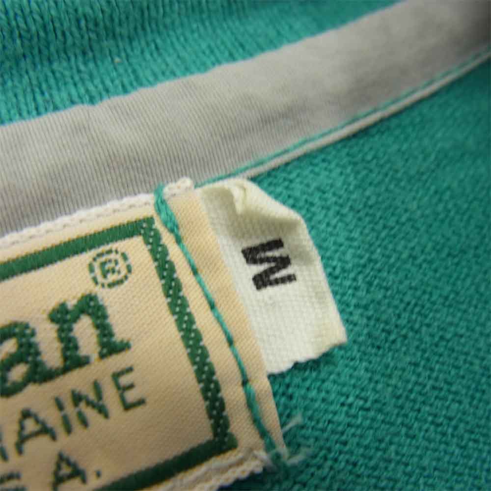 L.L.Bean エルエルビーン ハーフスナップ ボーダー 長袖 Tシャツ グリーン系 M【中古】