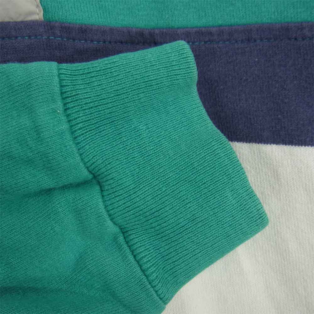 L.L.Bean エルエルビーン ハーフスナップ ボーダー 長袖 Tシャツ グリーン系 M【中古】