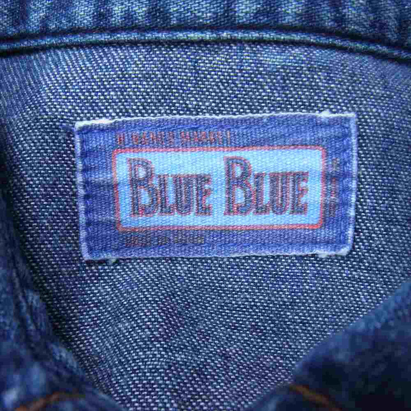 BLUE BLUE ブルーブルー クラシック ユーズド ウェスタン シャツ 加工 インディゴ シャツ インディゴブルー系 M【中古】